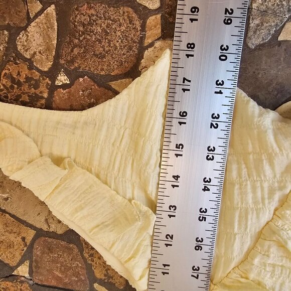 Lulus Short Loose Fit Ruffled V-Neck Dress, Soft Yellow, Festival, Size Small - Picture 8 of 9